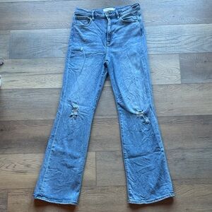 Women's Light Blue Distressed Flare Jeans
